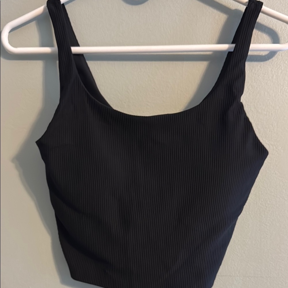 Old Navy Black Fitted Crop active Tank Top with pads. Never worn